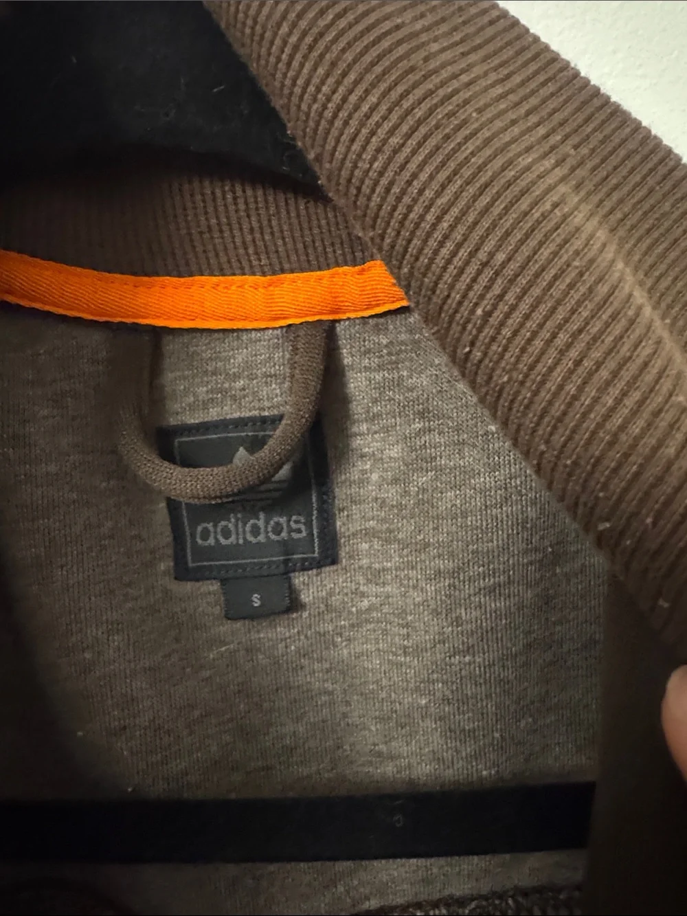 adidas safety Brown Track Jacket with Orange trim small